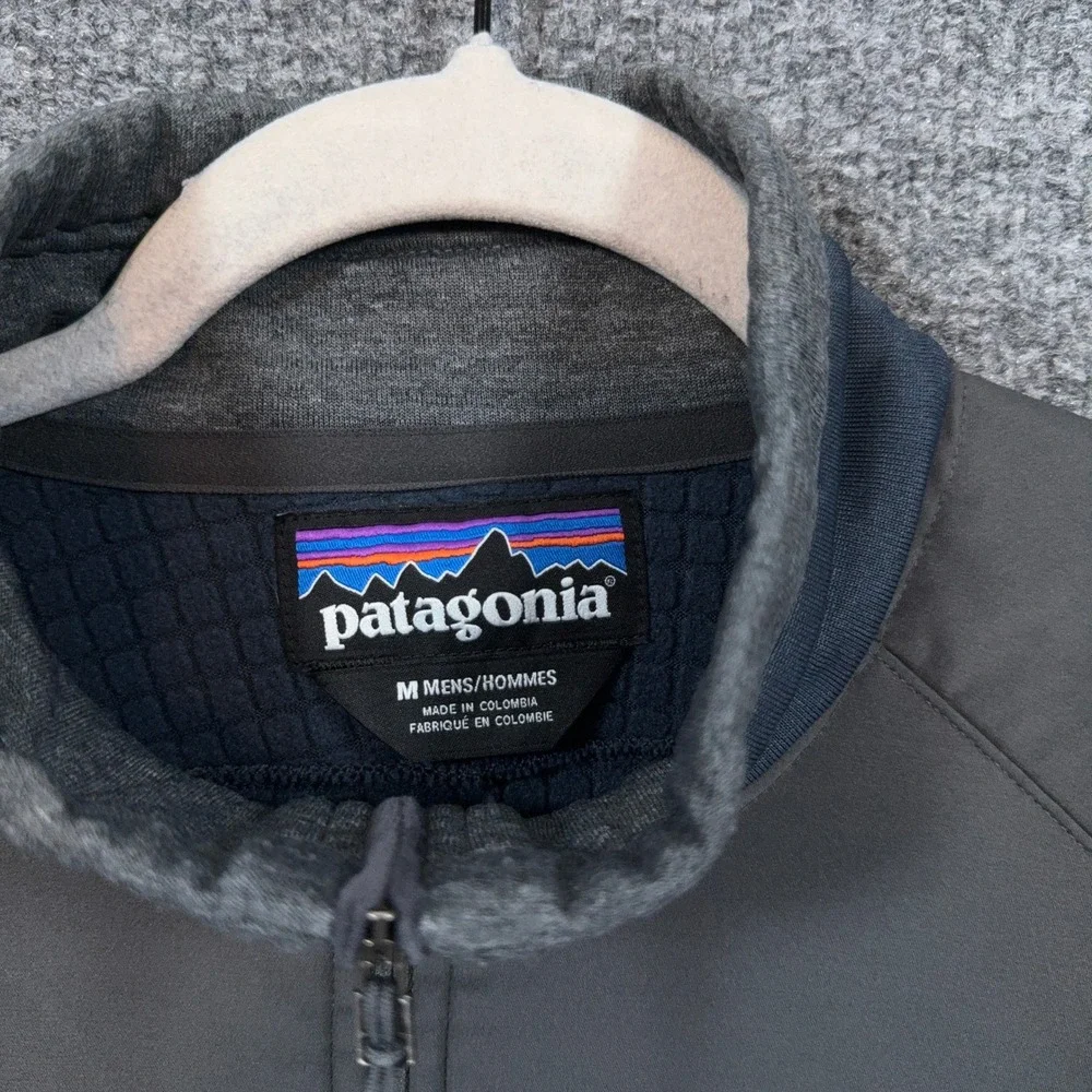 Patagonia Pullover Jacket Men Medium Gray Polartec Fleece Hybrid 1/4 Zip Sweater